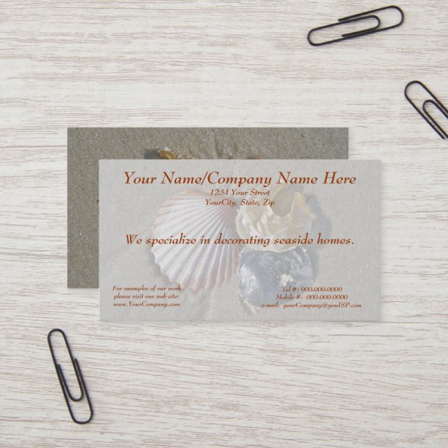 Seashells on the Beach Business Card (Front/Back In Situ)