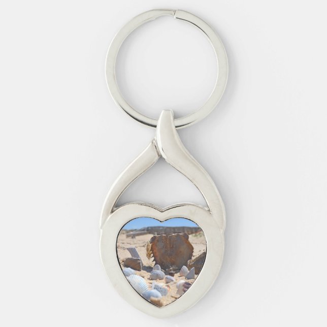 Seashells on the Beach by Shirley Taylor Key Ring (Front)