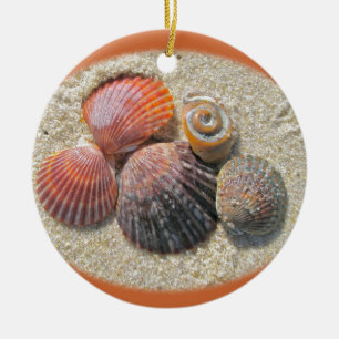 Seashells on the Beach Christmas Ornaments