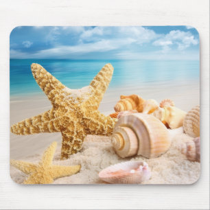 Seashells on the beach mouse mat