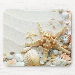 Seashells on the beach mouse pad