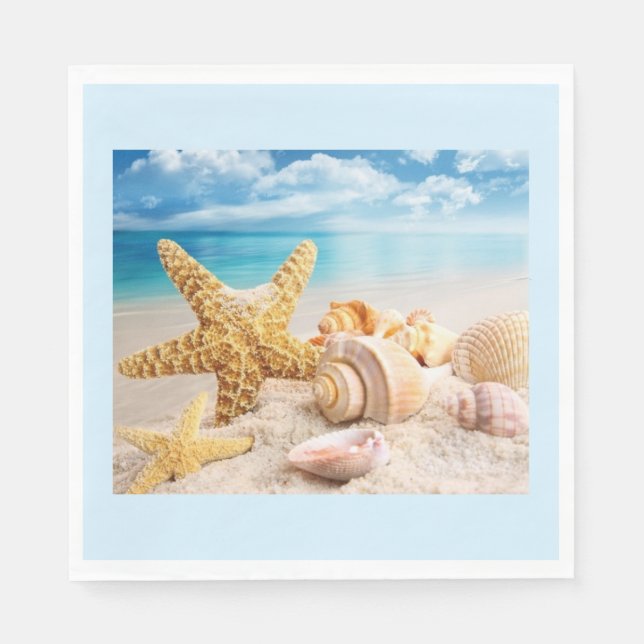 Seashells on the beach  napkins (Front)