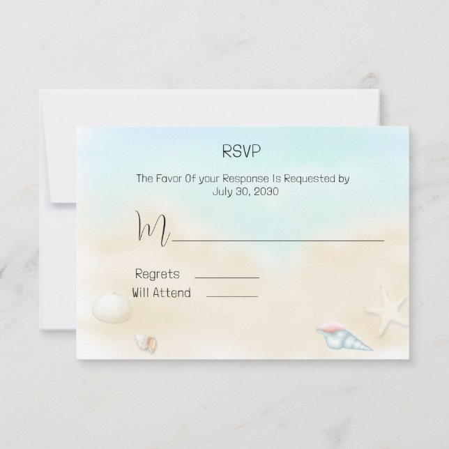 Seashells on the Beach  Wedding RSVP (Back)