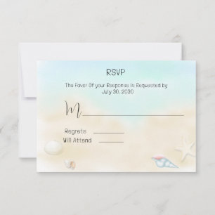 Seashells on the Beach  Wedding RSVP Card