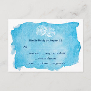 Seashells on Watercolor Wedding RSVP Card