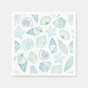Seashells Paper Napkins, Beach Coastal Party Napkin
