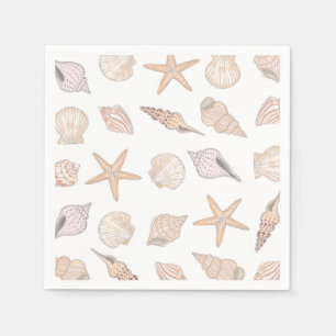 Seashells Paper Napkins, Beach Coastal Party Napkin