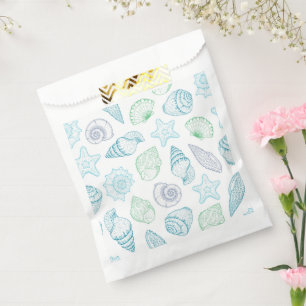 Seashells Party Gift Bags, Beach Coastal Favour Bags