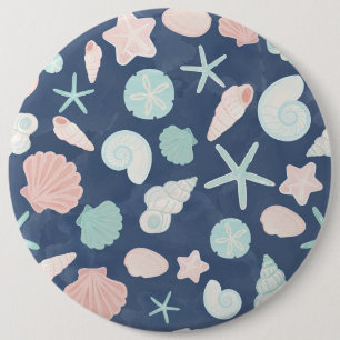seashells pattern 6 cm round badge