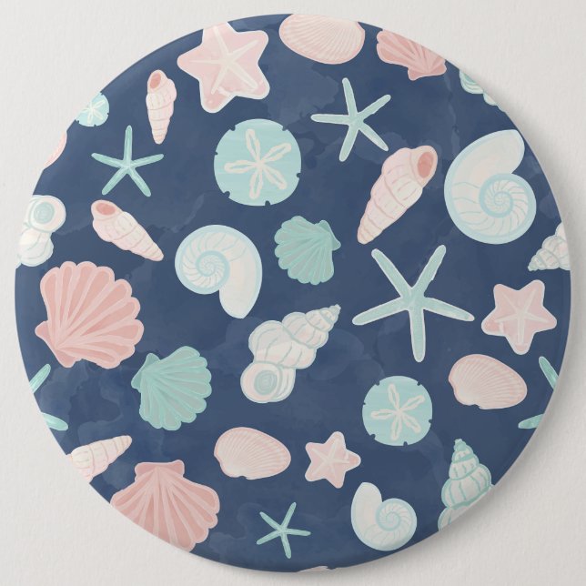 seashells pattern 6 cm round badge (Front)