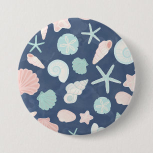 seashells pattern 7.5 cm round badge