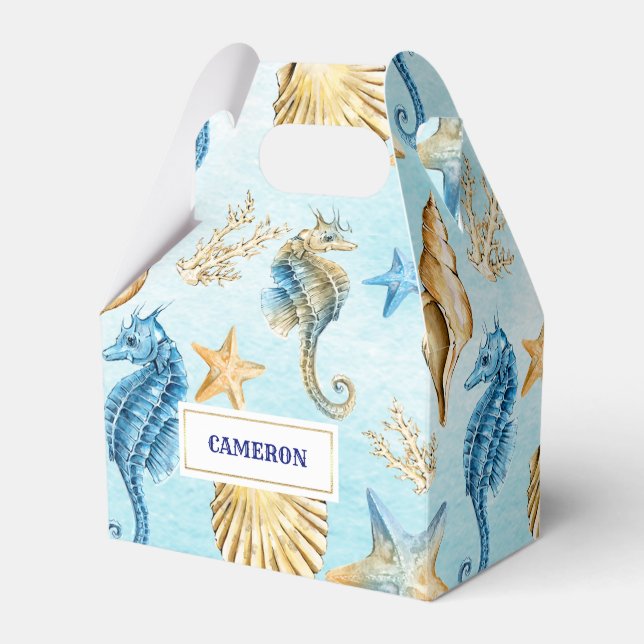 Seashells Pattern Beach Wedding Favour Boxes (Front Side)