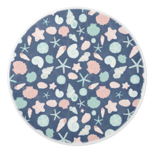 seashells pattern ceramic knob