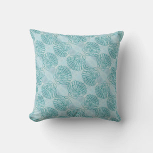Seashells Pattern In a Vintage Blue Colour Cushion