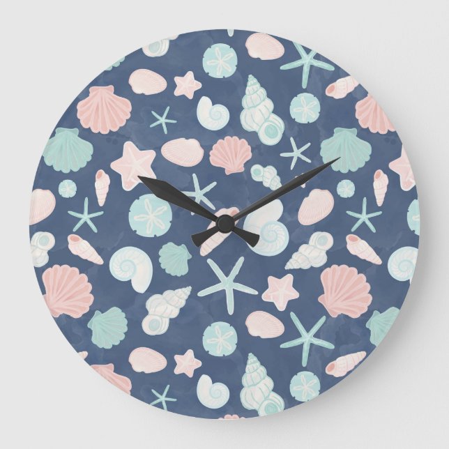 seashells pattern large clock (Front)