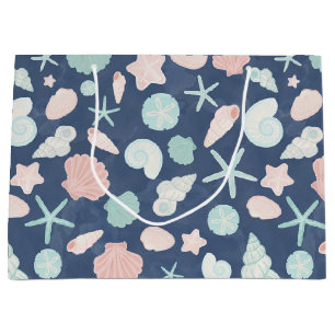 seashells pattern large gift bag