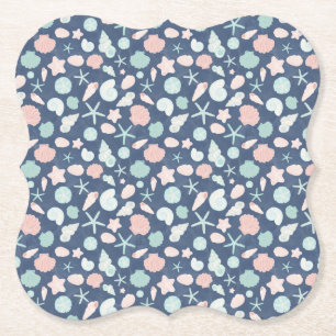 seashells pattern paper coaster