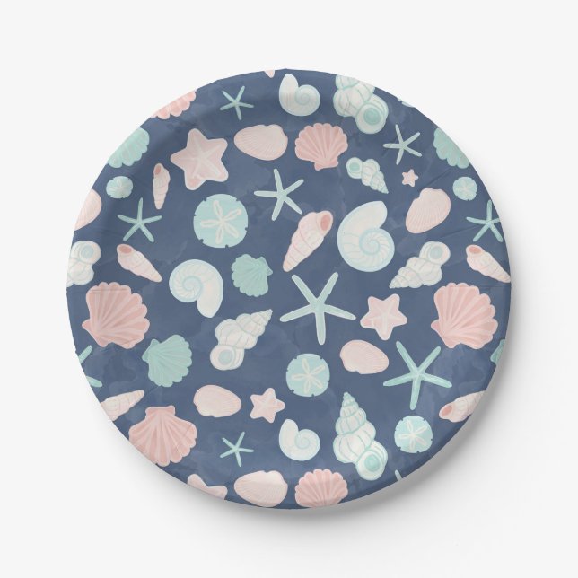 seashells pattern paper plate (Front)