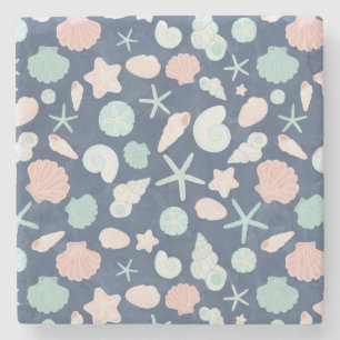 seashells pattern stone coaster