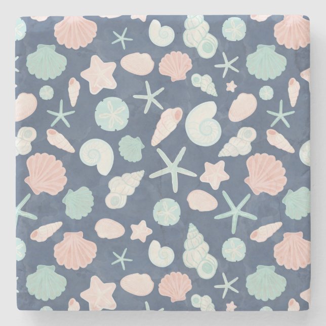 seashells pattern stone coaster (Front)