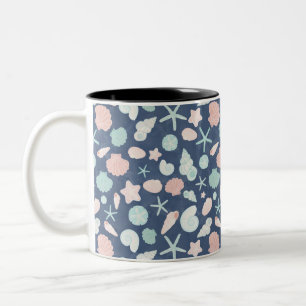 seashells pattern Two-Tone coffee mug