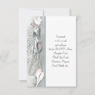 Seashells Pearls Beach Wedding RSVP Card