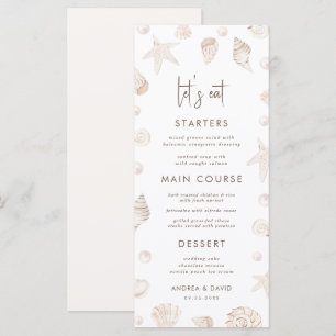 Seashells & Pearls Coastal Beach Seafront Wedding Menu