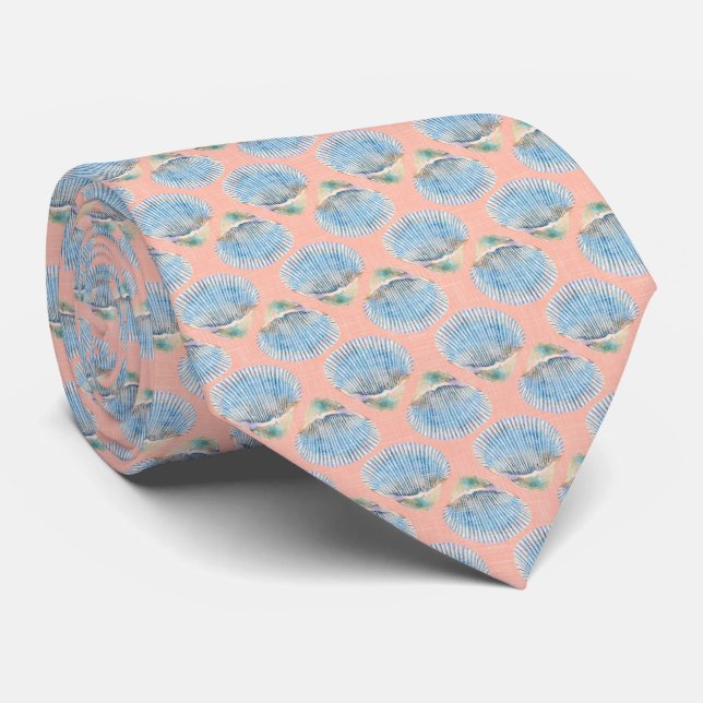 Seashells Pink Tie (Rolled)