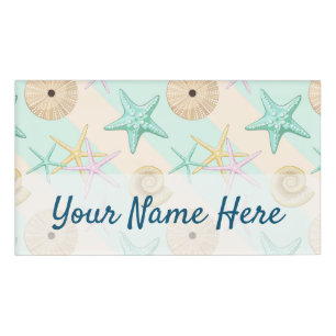 Seashells Retro Pastel Sea Life Name Tag