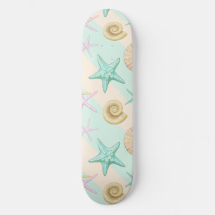 Seashells Retro Pastel Sea Life Skateboard