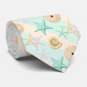 Seashells Retro Pastel Sea Life Tie