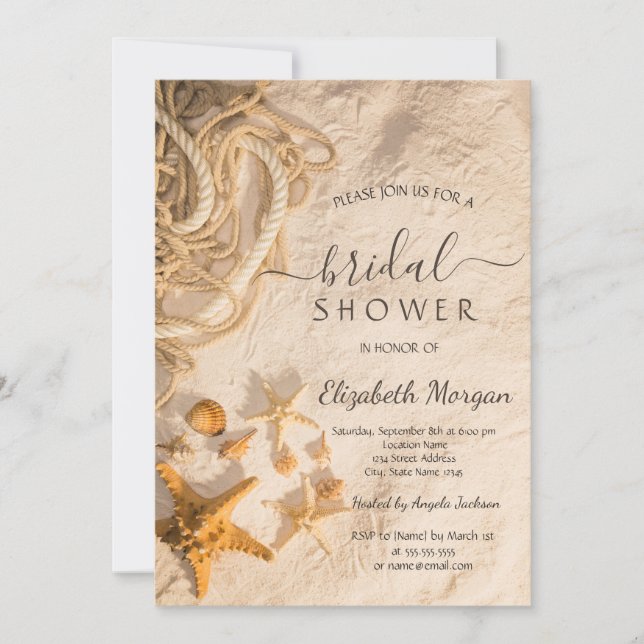 Seashells Rope Sand Bridal Shower  Invitation (Front)