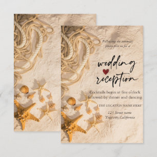 Seashells Rope Sand Reception Invitation