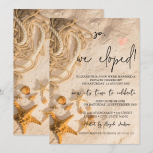 Seashells Rope Sand Wedding Elopement   Invitation