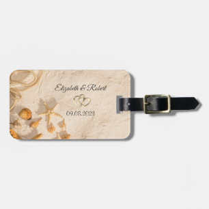 Seashells Rope Sand  Wedding Luggage Tag