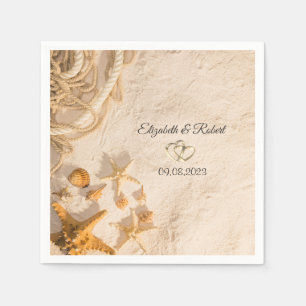 Seashells Rope Sand  Wedding Napkin