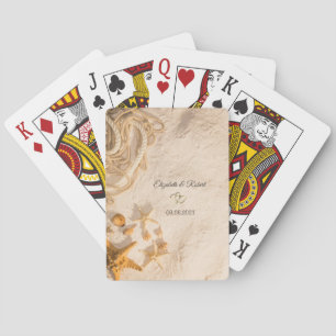 Seashells Rope Sand  Wedding Playing Cards