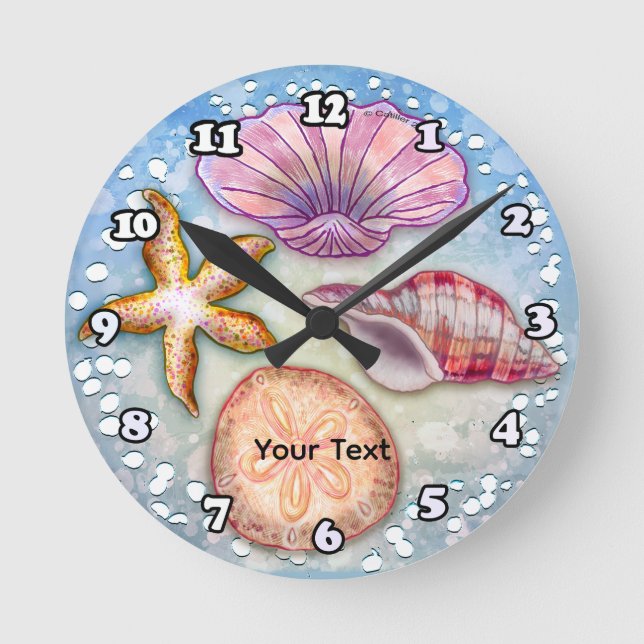 Seashells Round Clock (Front)