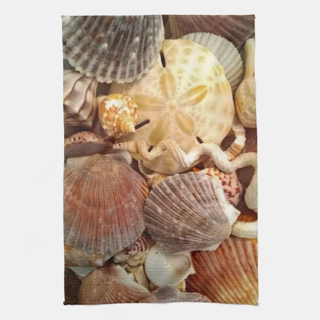 Seashells Sand Dollar Tea Towel (Vertical)