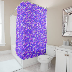 Seashells Sea Shells Nautical Pattern Ultramarine Shower Curtain