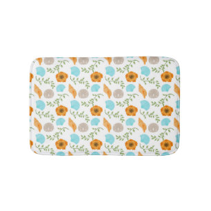 Seashells Sea Snail Orange Flower Green Leaves Bath Mat