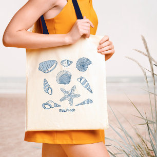 Seashells & sea star - personalised tote bag