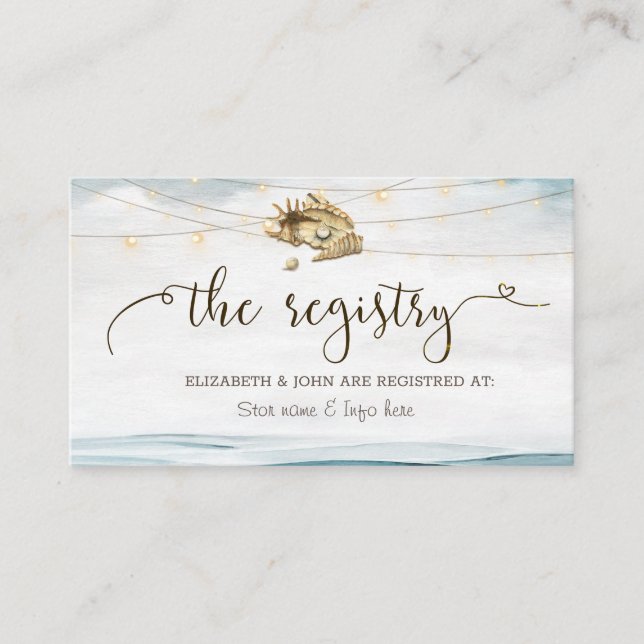 Seashells,Sea,String Lights Script Registry  Enclosure Card (Front)