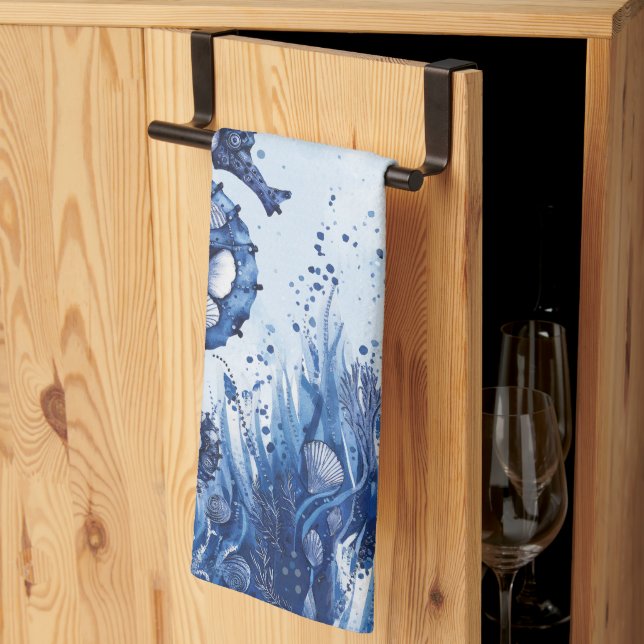 Seashells Seahorse Tea Towel (Thirds Fold)