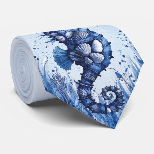 Seashells Seahorse Tie