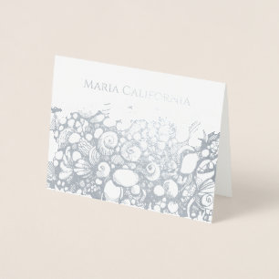 Seashells silver Foil Card
