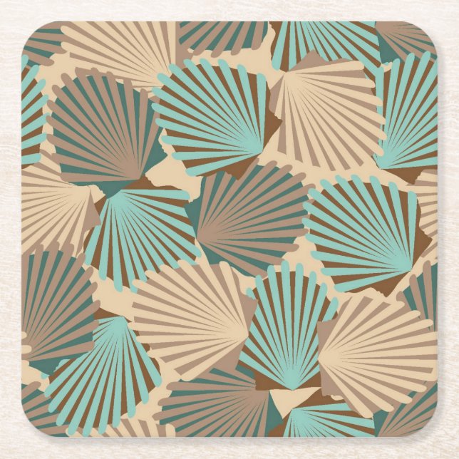 Seashells Square Paper Coaster (Front)