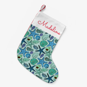 Seashells & Starfish   Add Your Name Small Christmas Stocking