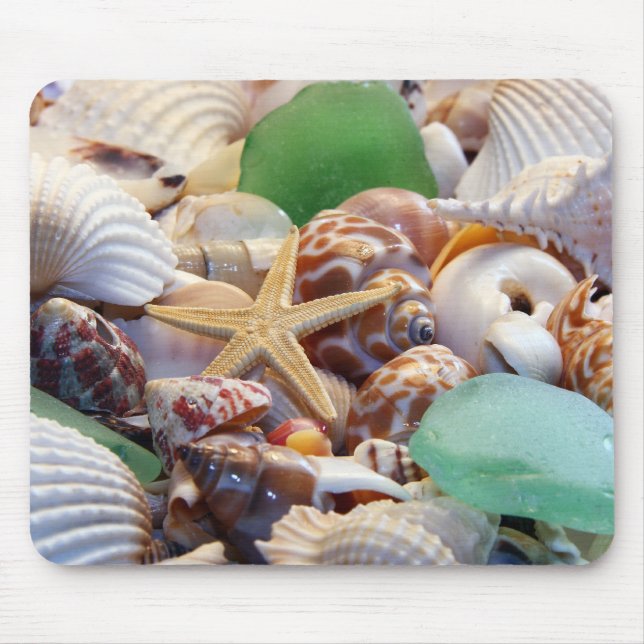 Seashells Starfish & Beach Glass Mousepad (Front)