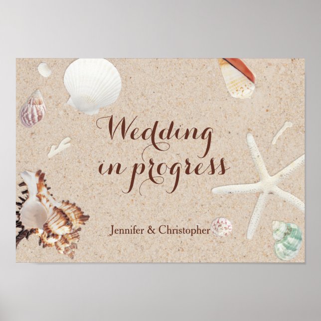 Seashells & Starfish Beach Wedding in Progress Poster (Front)